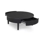 Table basse ronde Marstream avec tiroirs de rangement Signature Design by Ashley, style moderne champêtre, noire