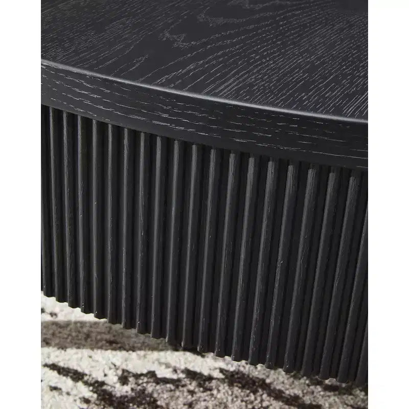 Table basse ronde Marstream avec tiroirs de rangement Signature Design by Ashley, style moderne champêtre, noire