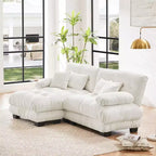 Chenille 2-Seater Cloud Couch Sectional with 2 Lumbar Pillows and 2 Throw Pillows, Convertible Ottoman Upholstered Sofa for Living Room