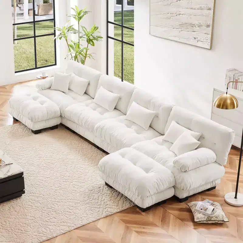 Free Combination Modular Sectional Sofa,U Shaped Couch for Living Room, 4-Seater Comfy Cloud Couch with 2 Ottomans