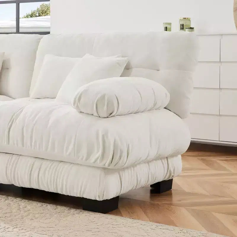 Canapé modulable combinable à volonté, canapé en U pour salon, canapé confortable 4 places avec 2 poufs