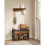 Banc à chaussures rustique avec rangement intérieur et poches en PU – Indispensable pour l'entrée, alliant organisation et style