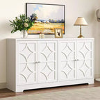 Heynemo Buffet de Rangement avec Armoire de Rangement, Buffet Moderne de 56 pouces avec 4 Portes et Étagères Réglables, Armoire d'Appoint Meuble Bar à Café