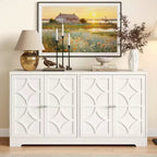 Heynemo Buffet de Rangement avec Armoire de Rangement, Buffet Moderne de 56 pouces avec 4 Portes et Étagères Réglables, Armoire d'Appoint Meuble Bar à Café
