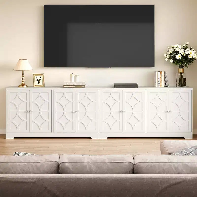Heynemo Buffet de Rangement avec Armoire de Rangement, Buffet Moderne de 56 pouces avec 4 Portes et Étagères Réglables, Armoire d'Appoint Meuble Bar à Café