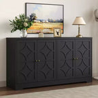Heynemo Buffet de Rangement avec Armoire de Rangement, Buffet Moderne de 56 pouces avec 4 Portes et Étagères Réglables, Armoire d'Appoint Meuble Bar à Café