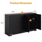 Heynemo Buffet de Rangement avec Armoire de Rangement, Buffet Moderne de 56 pouces avec 4 Portes et Étagères Réglables, Armoire d'Appoint Meuble Bar à Café