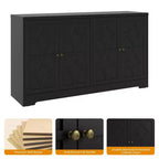 Heynemo Buffet de Rangement avec Armoire de Rangement, Buffet Moderne de 56 pouces avec 4 Portes et Étagères Réglables, Armoire d'Appoint Meuble Bar à Café