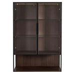 Meuble d'exposition lumineux à LED de 130 cm de haut avec porte en verre trempé, bibliothèque moderne avec cadre en métal pour salon, bureau/cabinet d'étude, noir - ModernLuxe