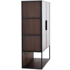 Meuble d'exposition lumineux à LED de 130 cm de haut avec porte en verre trempé, bibliothèque moderne avec cadre en métal pour salon, bureau/cabinet d'étude, noir - ModernLuxe