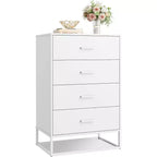 Commode de chambre à 4 tiroirs, table de chevet, commode, commode haute avec cadre métallique robuste pour couloir, salon, placard