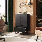 Commode de chambre à 4 tiroirs, table de chevet, commode, commode haute avec cadre métallique robuste pour couloir, salon, placard