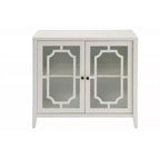 HomeRoots 34 White Sideboard with Two Glass Doors