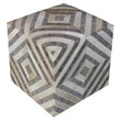 HomeRoots 18 Gray and Beige Hair on Hide Cube Geometric Pouf Ottoman