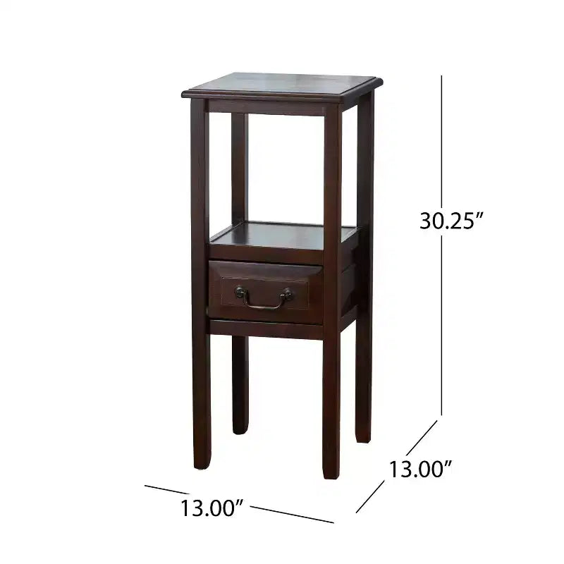 Table d'appoint contemporaine GDFStudio Declan en bois d'hévéa avec tiroir