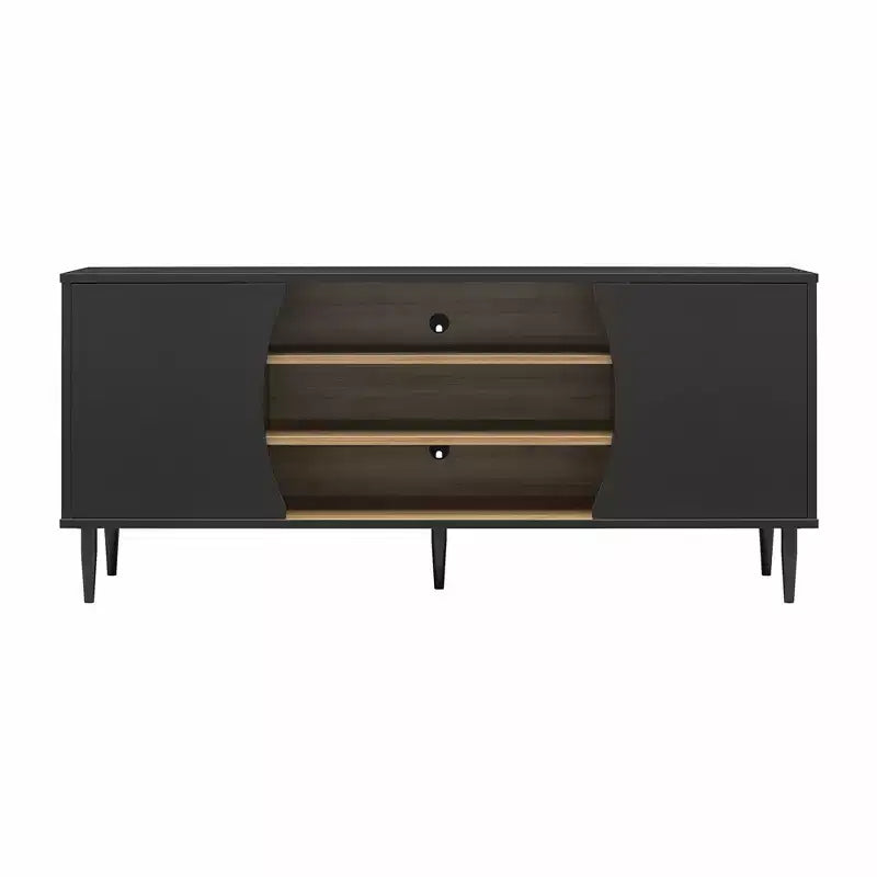 Delmar Media Console for TVs up to 65, Black and Natural