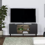 Meuble TV Delmar pour téléviseurs jusqu'à 65 pouces, noir et naturel