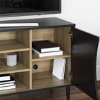 Meuble TV Delmar pour téléviseurs jusqu'à 65 pouces, noir et naturel