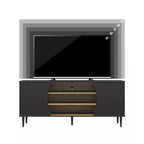 Meuble TV Delmar pour téléviseurs jusqu'à 65 pouces, noir et naturel