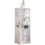 Kings Brand Furniture - Meuble de Rangement au Sol pour Salle de Bain, Meuble d'Appoint WC avec Porte et Étagères, Blanc