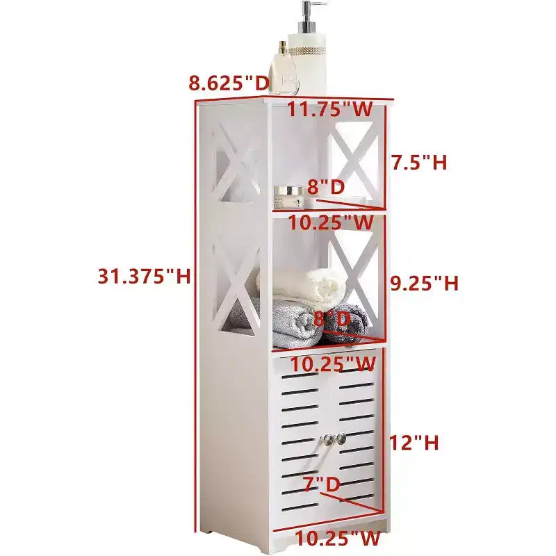 Kings Brand Furniture - Meuble de Rangement au Sol pour Salle de Bain, Meuble d'Appoint WC avec Porte et Étagères, Blanc