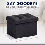 Ornavo Home Pouf de rangement pliable rectangulaire, petit - 30 x 40 x 30 cm