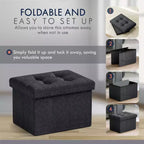 Ornavo Home Pouf de rangement pliable rectangulaire, petit - 30 x 40 x 30 cm