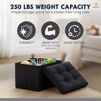Ornavo Home Pouf de rangement pliable rectangulaire, petit - 30 x 40 x 30 cm
