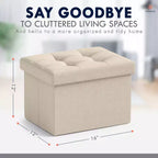 Ornavo Home Pouf de rangement pliable rectangulaire, petit - 30 x 40 x 30 cm