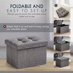 Ornavo Home Pouf de rangement pliable rectangulaire, petit - 30 x 40 x 30 cm