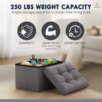 Ornavo Home Pouf de rangement pliable rectangulaire, petit - 30 x 40 x 30 cm