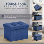 Ornavo Home Pouf de rangement pliable rectangulaire, petit - 30 x 40 x 30 cm