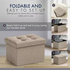 Ornavo Home Pouf de rangement pliable rectangulaire, petit - 30 x 40 x 30 cm