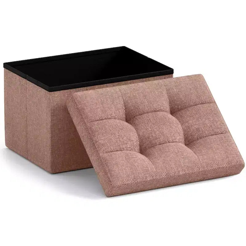 Ornavo Home Pouf de rangement pliable rectangulaire, petit - 30 x 40 x 30 cm