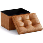 Ornavo Home Pouf de rangement pliable rectangulaire, petit - 30 x 40 x 30 cm