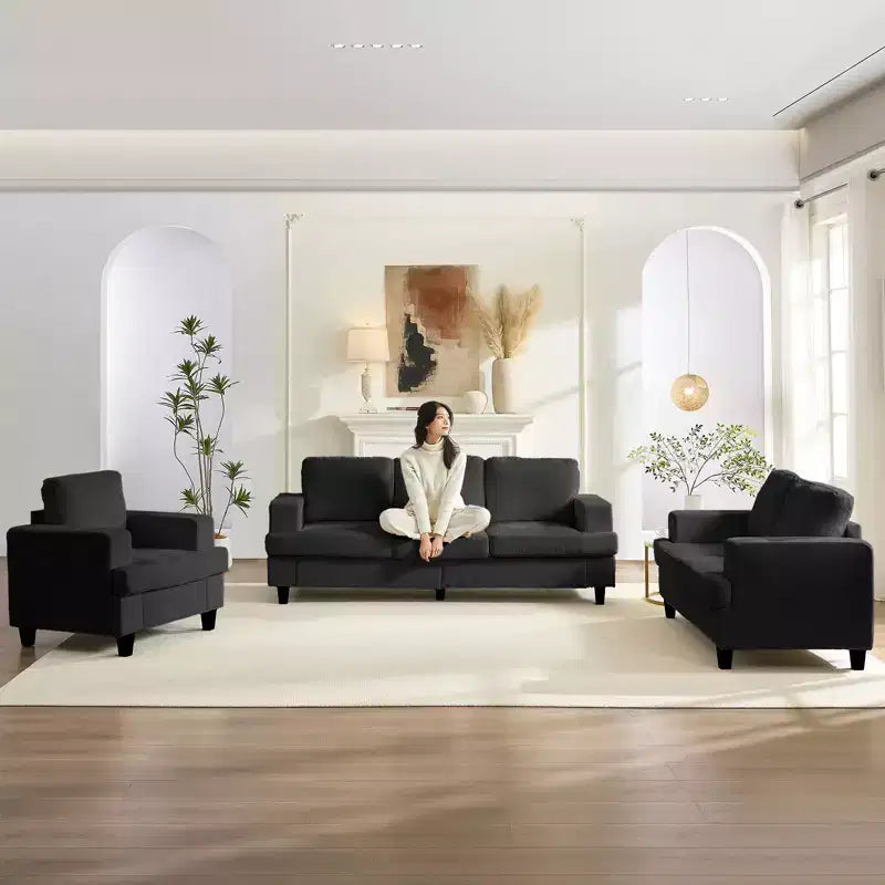Mjkone Ensemble de canapé 3 pièces pour salon, largeur 82 po, comprenant un canapé 3 places et un canapés 2 places avec fauteuil, ensemble de meubles modulaires sectionnels