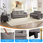 Mjkone Ensemble de canapé 3 pièces pour salon, largeur 82 po, comprenant un canapé 3 places et un canapés 2 places avec fauteuil, ensemble de meubles modulaires sectionnels