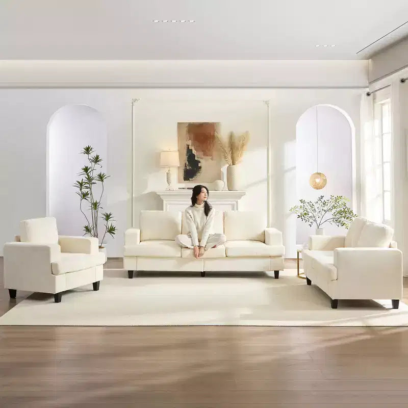 Mjkone Ensemble de canapé 3 pièces pour salon, largeur 82 po, comprenant un canapé 3 places et un canapés 2 places avec fauteuil, ensemble de meubles modulaires sectionnels