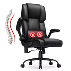 Fauteuil de bureau de direction chauffant et massant Hoffree avec accoudoirs relevables, repose-pieds et dossier inclinable