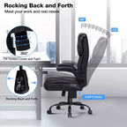 Fauteuil de bureau de direction chauffant et massant Hoffree avec accoudoirs relevables, repose-pieds et dossier inclinable