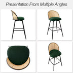 Bekrvio 29 Chaises de bar pivotantes de style Mid-Century Modern, lot de 2/3/4, tabourets de bar rembourrés en tissu bouclette avec dossier en rotin et pieds en métal pour comptoir de cuisine
