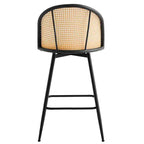 Bekrvio 29 Chaises de bar pivotantes de style Mid-Century Modern, lot de 2/3/4, tabourets de bar rembourrés en tissu bouclette avec dossier en rotin et pieds en métal pour comptoir de cuisine