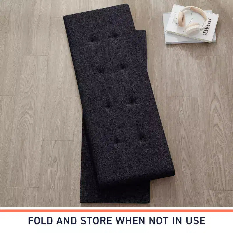 Ornavo Home Banc pouf de rangement pliable capitonné en lin de 109 cm de long