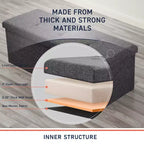 Ornavo Home Banc pouf de rangement pliable capitonné en lin de 109 cm de long