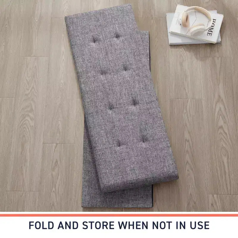 Ornavo Home Banc pouf de rangement pliable capitonné en lin de 109 cm de long