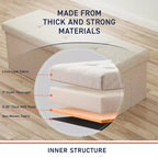Ornavo Home Banc pouf de rangement pliable capitonné en lin de 109 cm de long