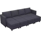 Canapé modulable surdimensionné Belffin, canapé sectionnel de luxe en velours côtelé avec pouf de rangement pour salon
