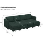 Canapé modulable surdimensionné Belffin, canapé sectionnel de luxe en velours côtelé avec pouf de rangement pour salon
