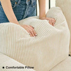 Canapé modulable surdimensionné Belffin, canapé sectionnel de luxe en velours côtelé avec pouf de rangement pour salon