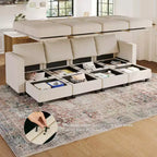 Canapé modulable surdimensionné Belffin, canapé sectionnel de luxe en velours côtelé avec pouf de rangement pour salon